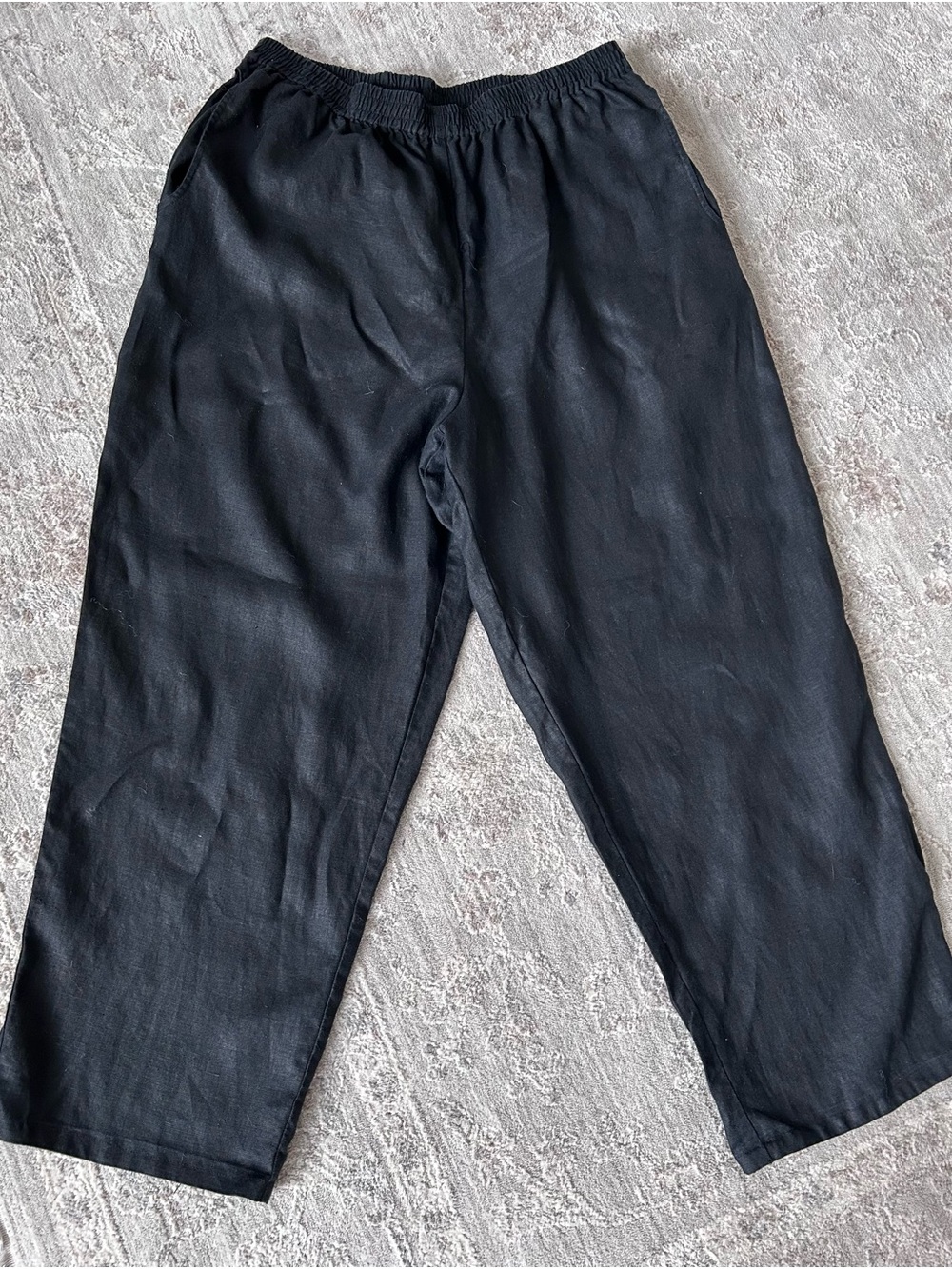 Uniform John Paul Richard Women’s 1X 100% Linen Pants Slacks Pockets Black Chic